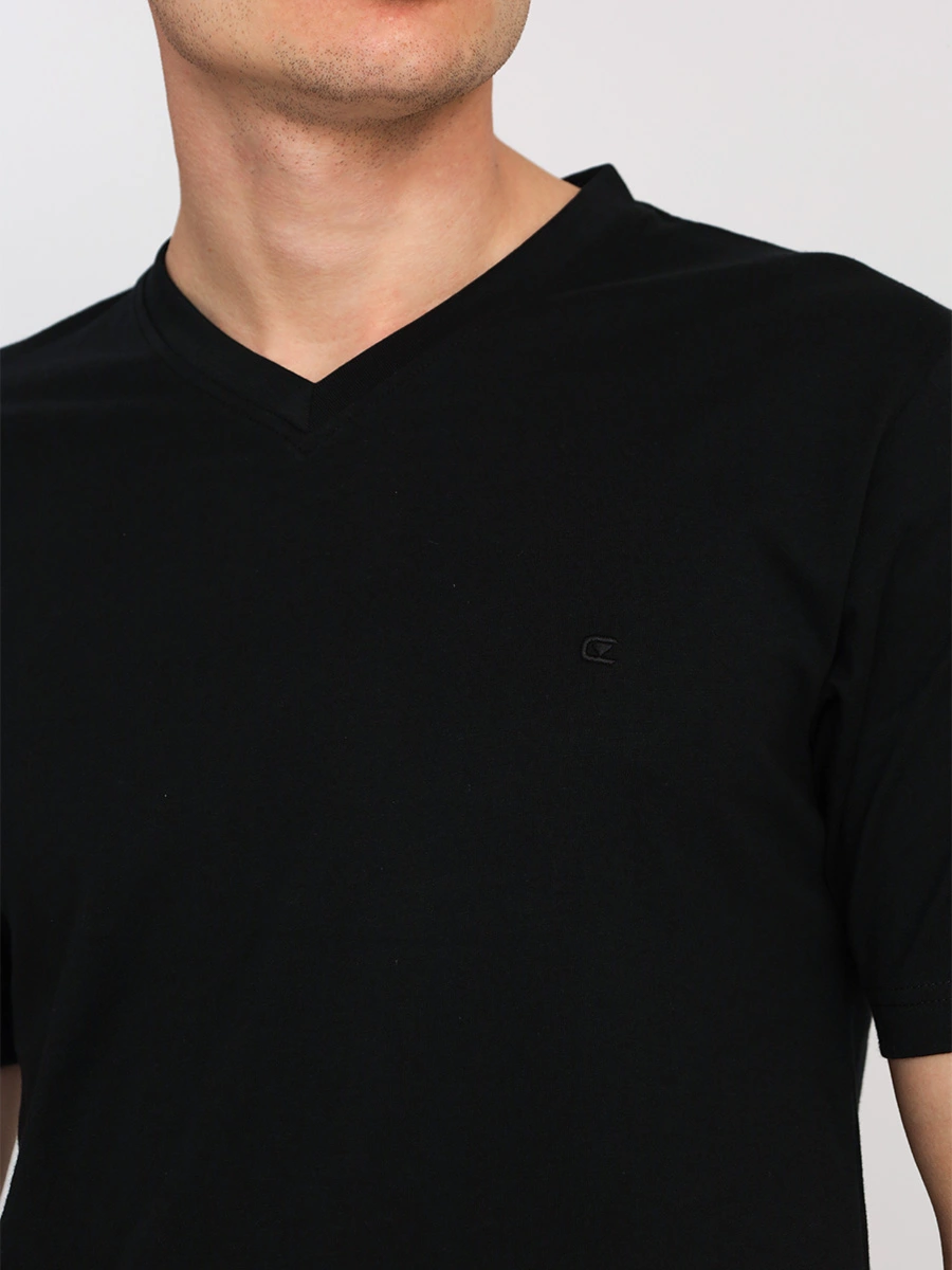 Черная хлопковая футболка с V-вырезом в подарочной коробке, 2 шт